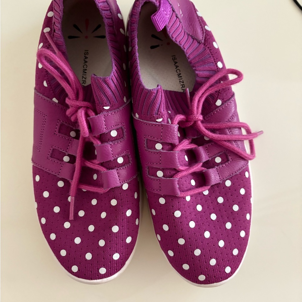 Isaac Mizrahi Pink Sneakers with White Dots